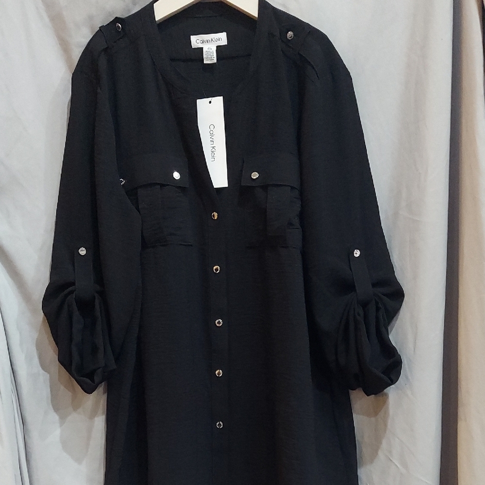 Calvin Klein Black Button-Up Dress Shirt